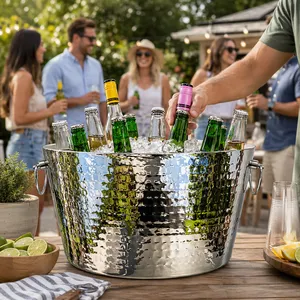 Double Wall Stainless Steel Beverage Tub Bulk Round 6.25 Gallon Insulated <b>Drink</b> <b>Cooler</b> for Parties Wine Beer Champagne Chiller - Product Image 1