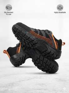 Calzado deportivo Flytex gris y naranja con cordones de seguridad para aplicaciones aeroespaciales - Product Image 2