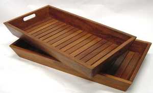 Plateau de service moderne et élégant en bois d'acacia écologique, motif uni, personnalisable avec logo certifié pour hôtels de luxe et cadeaux promotionnels - Product Image 2