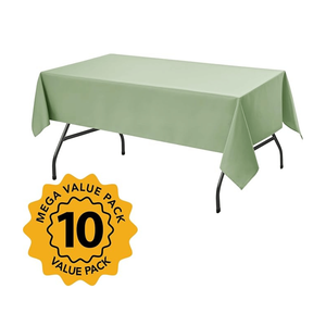 10 Pack Sage <b>Green</b> 60 X 84 Inches Rectangle Tables <b>Tablecloths</b> Stain Resistant Polyester Fabric Washable for 4 Foot Tables - Product Image 2