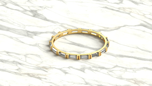 18K Gold Art Deco Bar Set Baguette Diamond <b>Ring</b> For Women Horizontal Step Cut Full Eternity Band <b>Stacking</b> <b>Ring</b> Fine Jewelry - Product Image 3