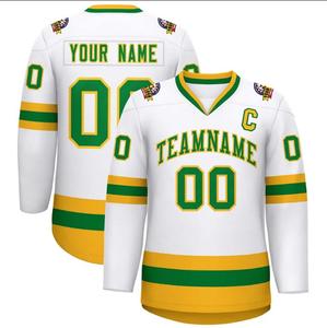 Maillot de hockey sur glace personnalisé pour homme, blanc, bleu, rouge, col rond, manches longues, impression sublimée, Captain C, évacuation de l'humidité, hiver, adulte - Product Image 2