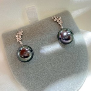 Pendientes Colgantes de Plata de Ley S925 con Perla Natural de 11-10 mm, Redondos, Textura Especial, Estilo Lolita - Product Image 2