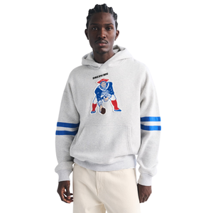Sweat à capuche gris personnalisé pour homme, style universitaire, avec manches rayées et logo ours, streetwear, fabricant OEM, marque privée, fournisseur en gros - Product Image 1