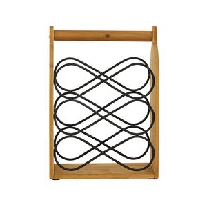 Soporte de Madera para Botellas de Vino Estilo Rústico con Inserto de Alambre Negro, Exhibidor de Vino Independiente para 6 Botellas - Product Image 3