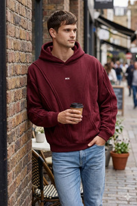 เสื้อฮู้ดดี้ผ้าฝ้ายฟลีซหนานุ่มทรงโอเวอร์ไซส์สำหรับผู้ชาย สไตล์สตรีทแวร์ ผลิตแบบสั่งทำพิเศษ รับผลิตจำนวนมาก - Product Image 5