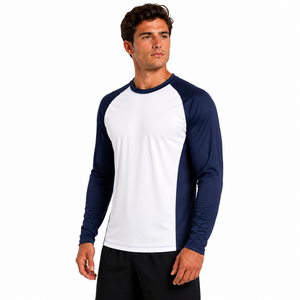 Men Sports T Shirt Solid Colour Raglan Long Sleeve Tee High Quality Running Top Breathable Activewear Training Gym Sportswear - Product Image 1