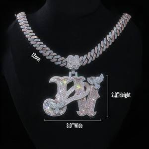 จี้และชาร์มฮิปฮอปแบบกำหนดเองประดับเพชรโมอิสซาไนต์ เงินแท้ 925 ตัวอักษรแบบกำหนดเอง ดีไซน์เฉพาะตัว สไตล์ส่วนตัว - Product Image 1