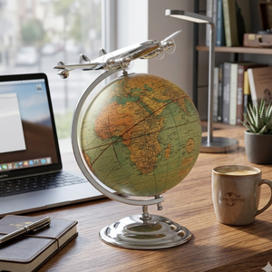 Globo Terráqueo de Escritorio con Base de Aluminio |   Globo Terráqueo de Plástico Resistente para Mesa de Estudio, Aprendizaje en el Aula y Decoración del Hogar - Product Image 1
