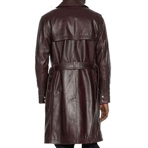HARAZ INTERNATIONAL Blouson de moto imperméable en cuir véritable pour homme, col rabattable, logo frontal, doublure Sherpa, couleur unie - Product Image 2