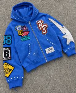 Sudadera con Capucha Unisex Teesso de Poliéster 100% Terry, Bordado de Letras, Antiencogimiento, Ajuste Regular, Azul Marino, Otoño, Venta al por Mayor ODM - Product Image 2