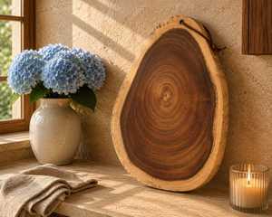 Planche à découper ronde en bois écologique avec poignée de couteau, épaisseur 1,5 cm, compatible lave-vaisselle, accessoire de cuisine - Product Image 2