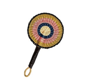 Éventail en feuilles de palmier tissées à la main, noir, rose, bleu et or, accessoire décoratif rafraîchissant pour les fêtes d'été et les cadeaux traditionnels pour la maison - Product Image 3