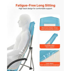 Sedia da Spiaggia Pieghevole con Schienale Alto e Tasca Portabicchiere, Seduta Extra Larga Portatile e Borsa per il Trasporto per Adulti e Campeggio - Product Image 3