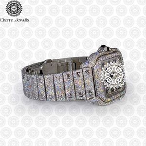 Charm_Jewells Luxury Women's Square Stainless Steel <b>Watch</b> <b>Diamond</b> Encrusted Sapphire Crystal Analog Quartz Movement - Product Image 3