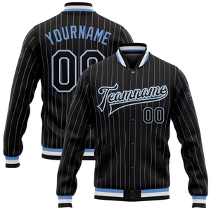 Veste universitaire rayée personnalisée pour homme, style baseball, blanc et rouge à fines rayures, fermeture boutonnée, col rabattu, décontractée, pour le printemps - Product Image 2