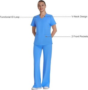 <b>Scrub</b> <b>Top</b> for Women – Soft Stretch V-Neck <b>Scrubs</b> with 2 Inset Slip Pockets and a Curved Hemline - Product Image 3