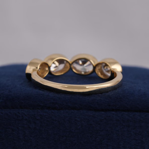 Four Stone Half-Eternity <b>Ring</b> Oval Shape E-F, VVS Lab Grown Diamond Eternity <b>Ring</b> 10K Solid Gold Wedding & Engagement <b>Ring</b> Band - Product Image 3