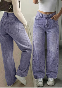 Jeans de Mezclilla de Cintura Alta y Pierna Recta para Mujer, Marca TRIBON SPORTS, Sin Elasticidad, Lavado Medio, Casuales, Largos - Product Image 3