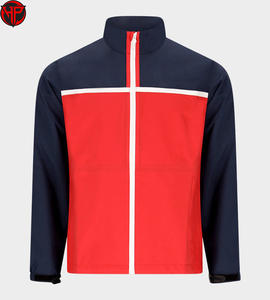 Chaqueta cortavientos para hombre con bloques de color, ligera, con cremallera, ropa exterior, logotipo personalizado OEM, chaqueta impermeable. - Product Image 1