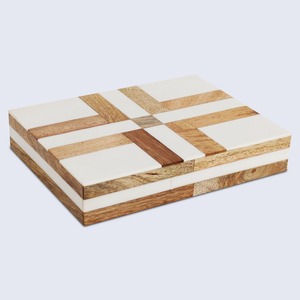 Handmade Wooden Jewelry <b>Box</b> Bone Inlay Decorative Storage Case Rectangular Organizer for Necklace <b>Keepsakes</b> Home Decor - Product Image 1