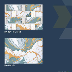 Azulejo de Pared Cerámico Brillante Serie Dorada de 30x45cm, Efecto Mármol, Decorativo para Baño y Cocina, 300x450mm - Product Image 1