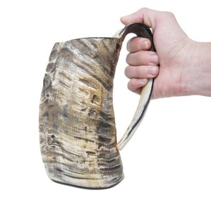 Taza para beber de cuerno de búfalo Animal de estilo Medieval, artesanía Natural ecológica, juego de decoración del hogar de Color personalizado pulido - Product Image 4