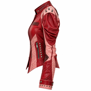 Red Pink <b>Women</b> Genuine Leather Jacket Graphic Printed Flamingo Motorcycle Biker <b>Outerwear</b> Made To Order Custom Oem Provider - Product Image 4