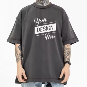 T-shirt Homme Vintage Délavé à l'Acide, Coupe Ample et Épaules Tombantes, en Coton, Style Streetwear Personnalisable, T-shirts Vierge - Product Image 1