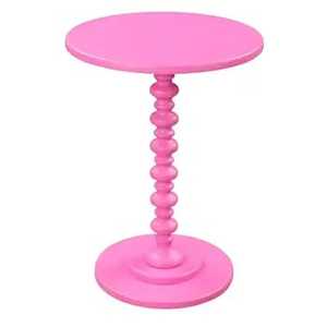 Modern Minimalist White Spindle <b>Side</b> <b>Table</b> <b>Round</b> Wooden Accent <b>Table</b> with Carved Pedestal Base for Nordic Living Room Bedroom - Product Image 3