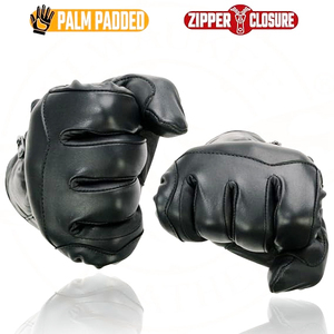 Samroz Sports Leather Men's Leather Gauntlet Lined Motorcycle Hand <b>Gloves</b> - Product Image 3