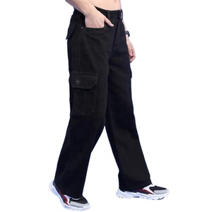 Nouveauté 2026 - Jeans cargo noirs pour homme, coupe classique, denim décontracté avec poches latérales - Product Image 4
