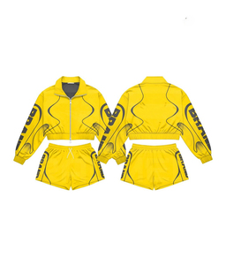 Women Sporty Tracksuit 2 Piece Zipper Jacket <b>Shorts</b> Quick Dry <b>Polyester</b>/Nylon Full Sleeve Summer Wear Stand Collar Tracksuit - Product Image 5