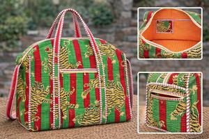 Large Bohemian Vintage Floral Duffle Bag Quilted Cotton Weekend Overnight Shoulder <b>Strap</b> Quirky Shopping Bag High Quality Custom - Product Image 3