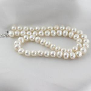 Collar de Perlas de Agua Dulce Blancas Casi Redondas de 8-9 mm, Regalo para Eventos y Festivales de la Empresa - Product Image 3