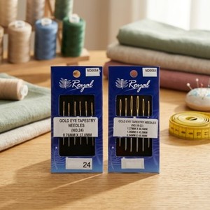 ND0064 Tapestry Needles | Royal Gold Eye Tapestry Needles Size 24 0.76mm x 37mm Hand <b>Sewing</b> Needle <b>Set</b> - Product Image 2