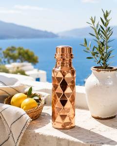 Pure <b>Copper</b> Hammered Finish <b>Water</b> <b>Bottle</b> Metallic Hydration Flask <b>Wholesale</b> Supplier - Product Image 5