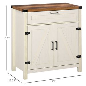 Credenza/Buffet in Legno di Mango Bianco per Villa e Sala da Pranzo con Cassetto e Ripiano - Product Image 3