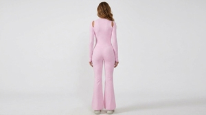 Combinaison une pièce à manches longues pour femme, jambe évasée, extensible, décontractée, fitness, mode, vêtements personnalisés - Product Image 4