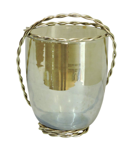 Elegante Frutero de Vidrio Vintage con Asa de Alambre de Latón Trenzado, Centro de Mesa Decorativo para la Decoración del Comedor del Hogar - Product Image 1