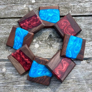 Rustic Walnut Wood Epoxy Drink <b>Coasters</b> for Dining Natural Walnut Wood Epoxy <b>Coaster</b> Set for Eco Homes - Product Image 1