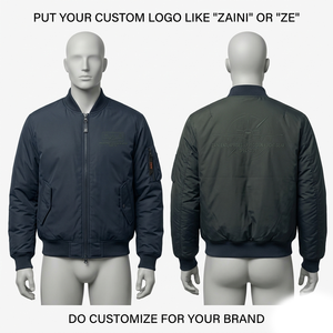 Unisex Windproof Bomber <b>Jacket</b> 230 GSM Flight Satin Fabric <b>Fur</b> Shell <b>Hooded</b> Ribbed Cuffs Custom Printed OEM ODM Winter - Product Image 1