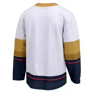 Jersey de Hockey sobre Hielo Personalizado en Blanco y Dorado, Uniforme de Equipo Sublimado Profesional, Camiseta de Hockey Transpirable, Ropa Deportiva OEM - Product Image 2