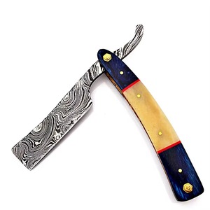 Navaja de Afeitar Recta de Acero de Damasco, Mango de Micarta Duradero, Herramienta Profesional para Barbería, Forjada a Mano - Product Image 5