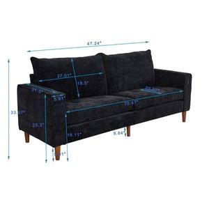 Sofá Moderno de Corduroy Negro Sólido para Varias Personas con Interfaz USB para Sala de Estar, Oficina o Sótano - Product Image 5