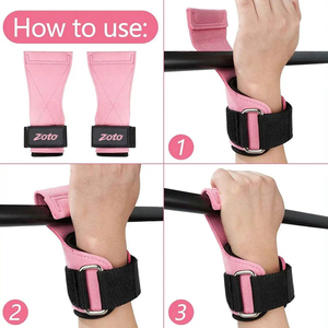 Poignées de musculation en cuir suédé OEM avec logo personnalisé, sangles de levage pour femmes, motif antidérapant, durables et réglables pour la musculation - Product Image 4