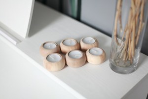Juego de Portavelas de Madera Personalizados con Diseño de Patrón Redondo, Adorno Decorativo para Mesa de Comedor, Decoración Navideña para el Hogar por UO INDIA - Product Image 5