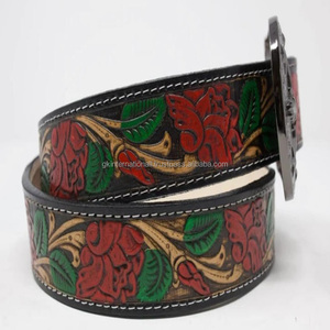 Calidad de exportación, suministro al por mayor, herramientas de cuero occidental para cinturón de cuero tallado a mano unisex floral en relieve - Product Image 4