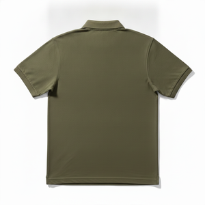 Polo en coton vert olive pour homme, manches courtes, couleur unie, décontracté, respirant, tissu Oxford, design de logo personnalisé sur le devant - Product Image 3