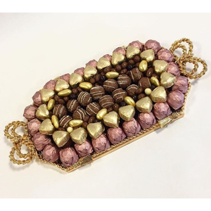Superior Quality <b>Assorted</b> <b>Chocolate</b> Gift Tray Deluxe Decorative Metal Platter For Special Occasions Engagement & Birthday Party - Product Image 1